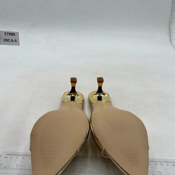 Milooey shoes Women's  Kitten Heel Mules Open Pointed Toe Slide Sandals  Gold - Picture 7 of 8